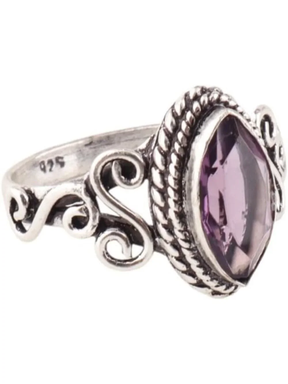 Handmade Bohemian 925 Sterling Silver Ring, Natural Semi-Precious Gemstone